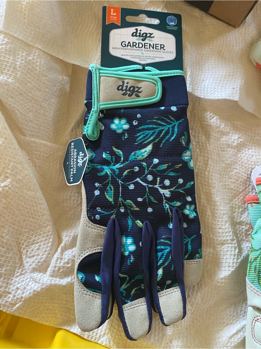 Women's Navy Floral Gardener Gloves - Teal Accents